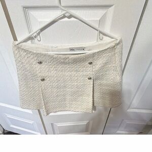Zara Textured Cream Mini Skirt